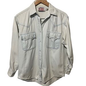 AMRAV The American Rave VTG Shirt Womens Cowgirl Western Casual Chambray Comfy S